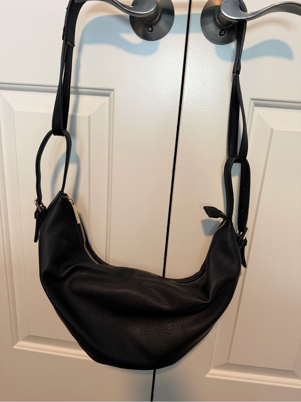 Women's Black Pebbled Leather Hobo Shoulder Bag